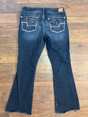 Y2K style American Eagle Artist Jeans size 12 flap pockets dark wash AE denim